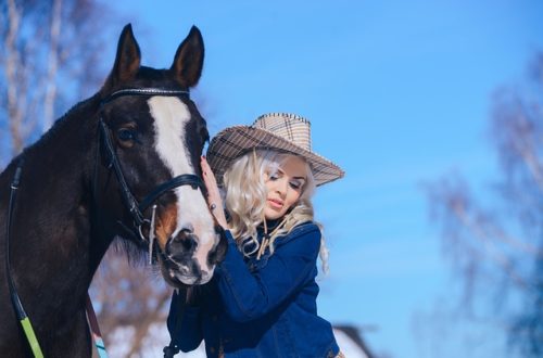 Blonde Woman With Horse